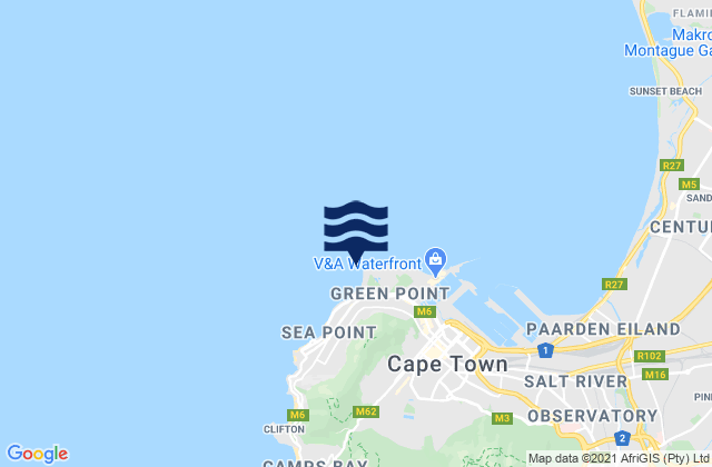 Carte des horaires des marées pour Green Point, South Africa