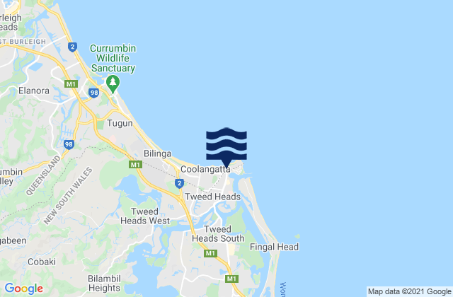 Carte des horaires des marées pour Greenmount Beach, Australia