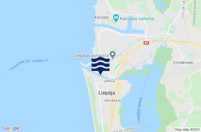 Carte des horaires des marées pour Grobiņas Novads, Latvia