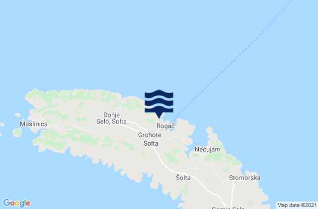 Carte des horaires des marées pour Grohote, Croatia