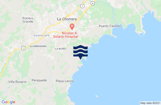 Carte des horaires des marées pour Guadalupe, Panama