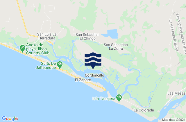 Carte des horaires des marées pour Guadalupe, El Salvador