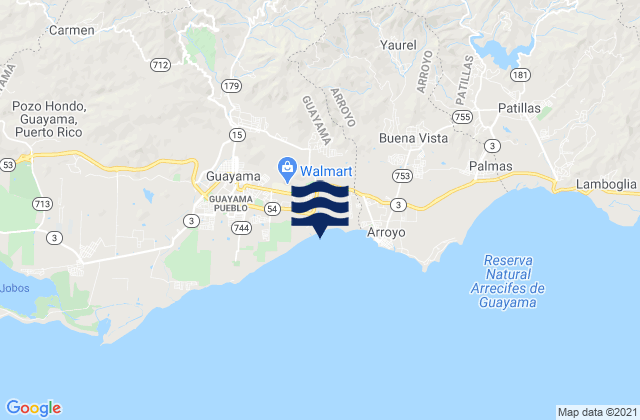 Carte des horaires des marées pour Guamaní Barrio, Puerto Rico