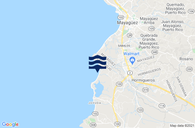 Carte des horaires des marées pour Guanajibo Barrio, Puerto Rico