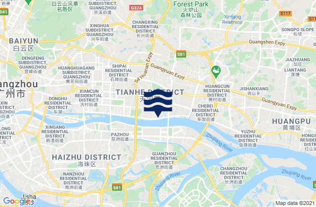 Carte des horaires des marées pour Guangzhou, China