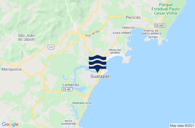 Carte des horaires des marées pour Guarapari, Brazil