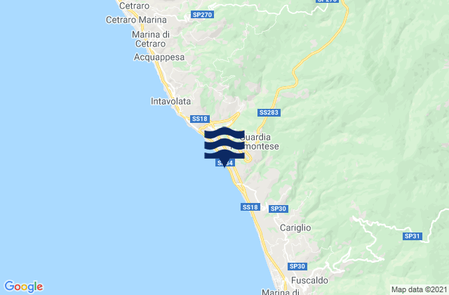 Carte des horaires des marées pour Guardia Piemontese, Italy