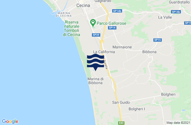 Carte des horaires des marées pour Guardistallo, Italy