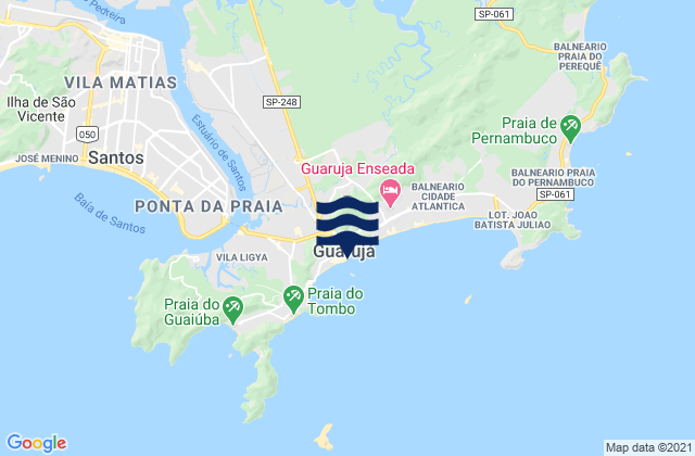 Carte des horaires des marées pour Guarujá, Brazil