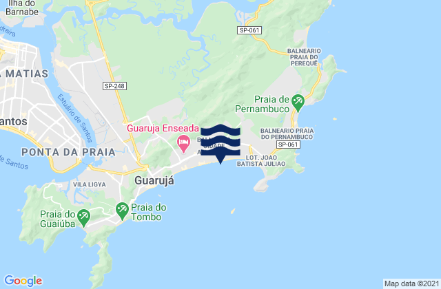Carte des horaires des marées pour Guarujá, Brazil