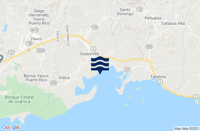 Carte des horaires des marées pour Guayanilla Barrio-Pueblo, Puerto Rico