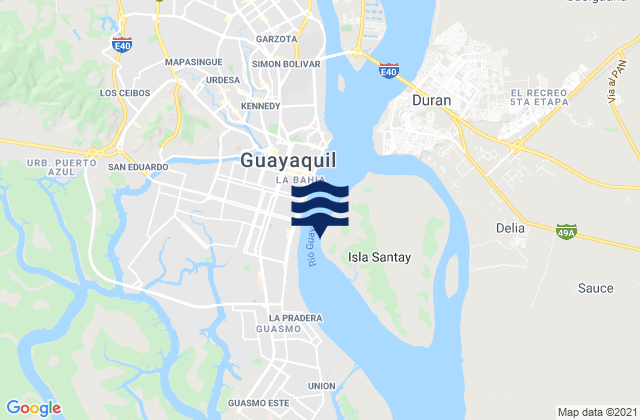 Carte des horaires des marées pour Guayaquil, Ecuador