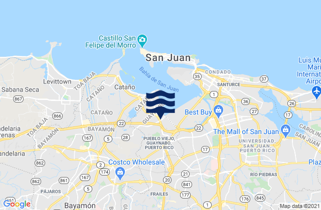 Carte des horaires des marées pour Guaynabo, Puerto Rico
