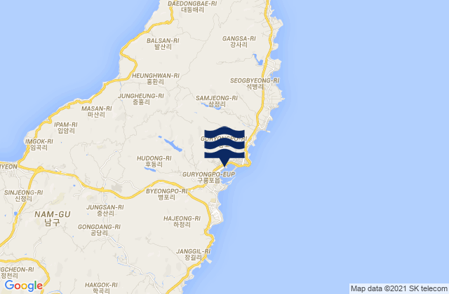 Carte des horaires des marées pour Guryongpo, South Korea