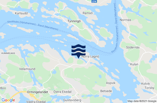Carte des horaires des marées pour Gustavsberg, Sweden