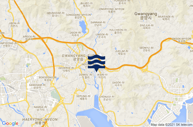 Carte des horaires des marées pour Gwangyang-si, South Korea