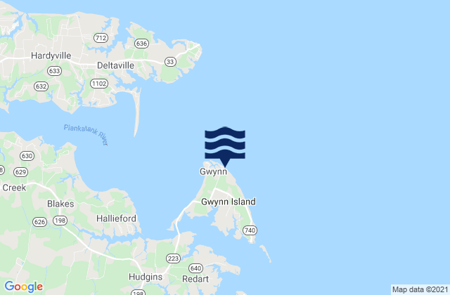 Carte des horaires des marées pour Gwynn Island, United States