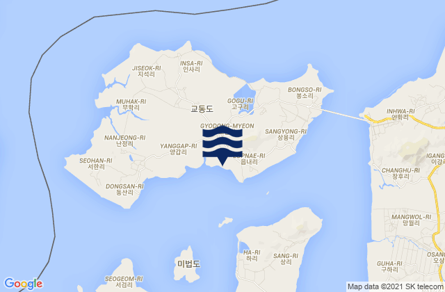 Carte des horaires des marées pour Gyodong, South Korea