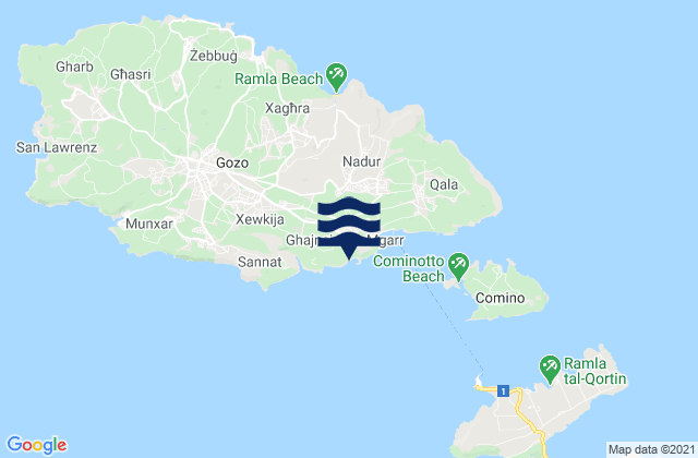 Carte des horaires des marées pour Għajnsielem, Malta