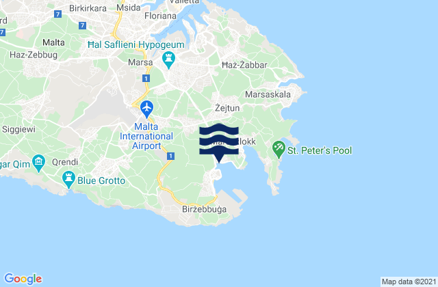 Carte des horaires des marées pour Għaxaq, Malta