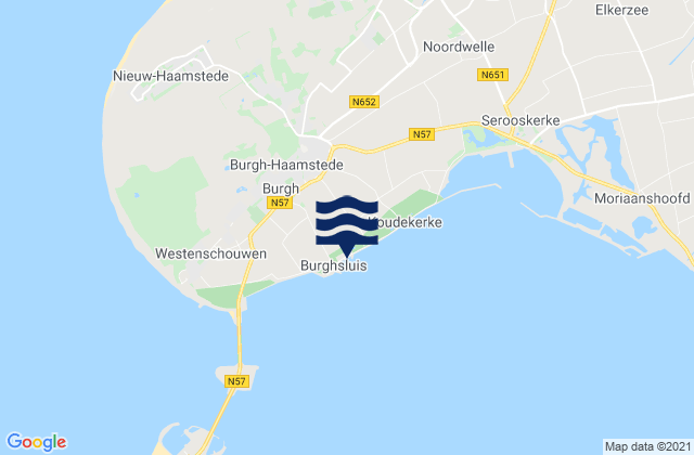 Carte des horaires des marées pour Haamstede, Netherlands