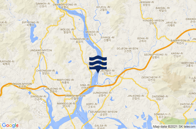 Carte des horaires des marées pour Hadong-gun, South Korea