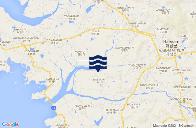 Carte des horaires des marées pour Haenam-gun, South Korea