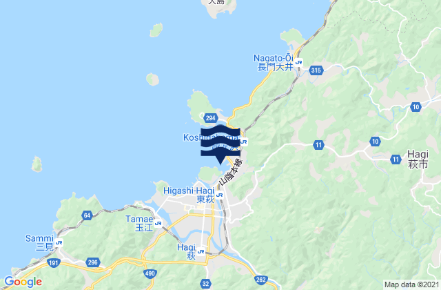 Carte des horaires des marées pour Hagi, Japan