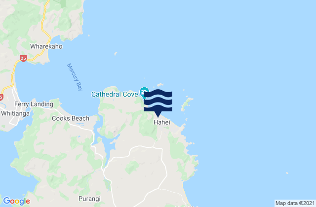 Carte des horaires des marées pour Hahei Beach, New Zealand