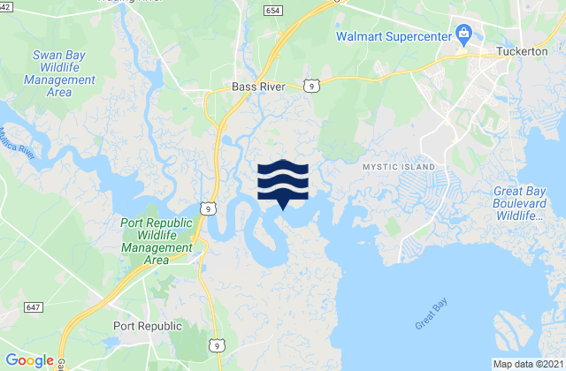 Carte des horaires des marées pour Hainesport South Branch, United States