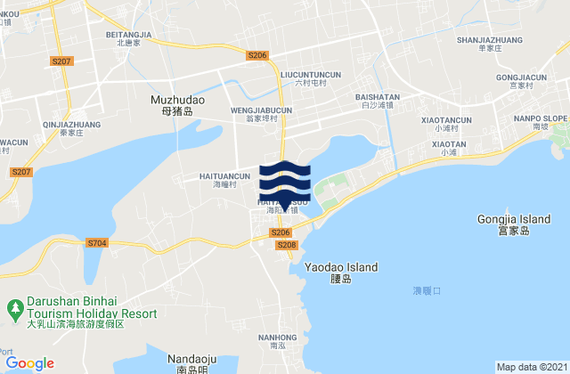 Carte des horaires des marées pour Haiyangsuo, China