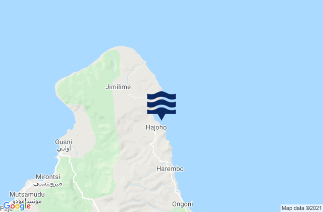 Carte des horaires des marées pour Hajoho, Comoros