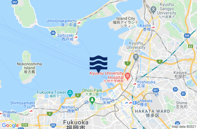 Carte des horaires des marées pour Hakata Kō, Japan