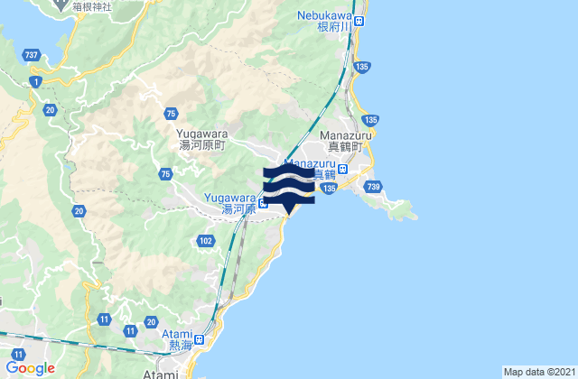Carte des horaires des marées pour Hakone, Japan