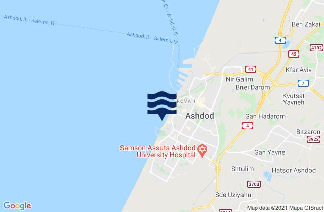 Carte des horaires des marées pour Hakshtot (Ashdod), Israel