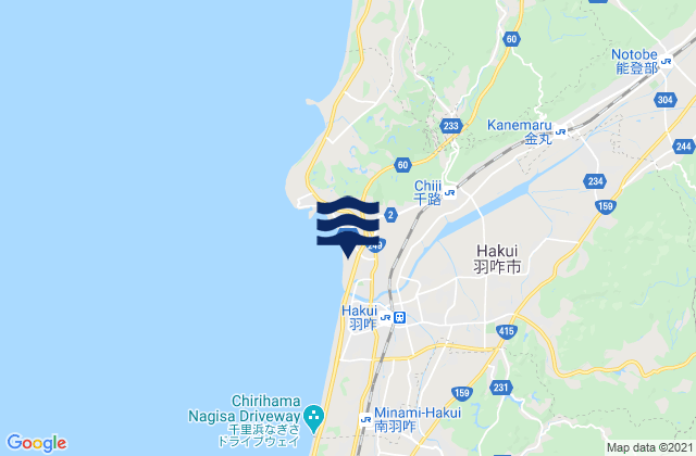 Carte des horaires des marées pour Hakui Shi, Japan