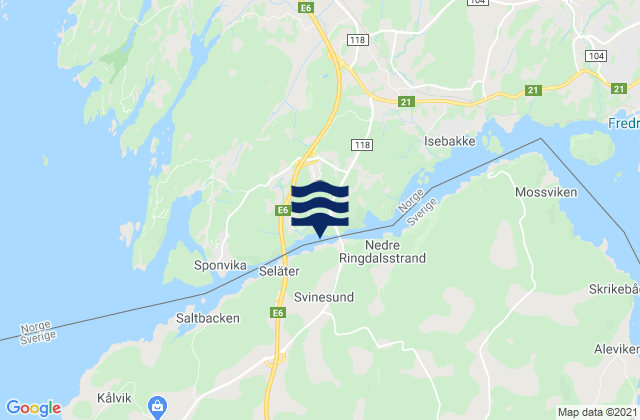Carte des horaires des marées pour Halden, Norway