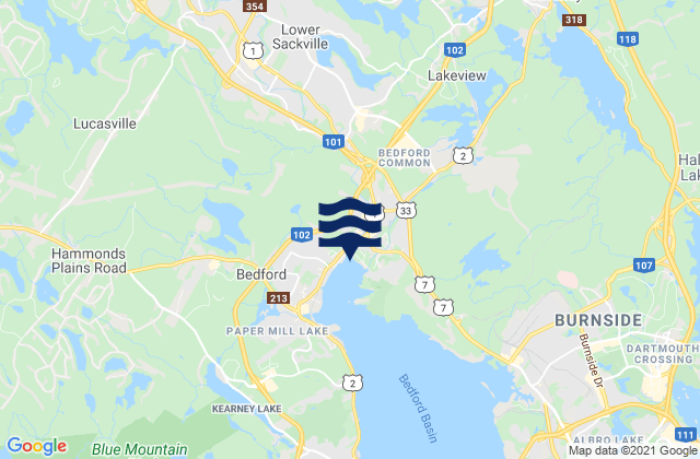 Carte des horaires des marées pour Halifax Regional Municipality, Canada