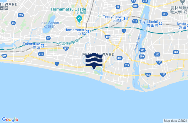Carte des horaires des marées pour Hamamatsu, Japan
