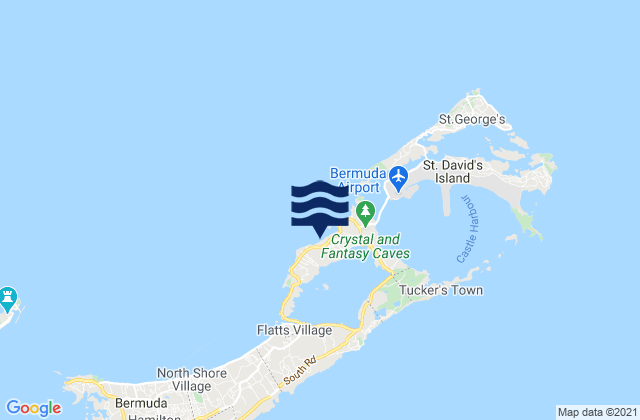 Carte des horaires des marées pour Hamilton, Bermuda