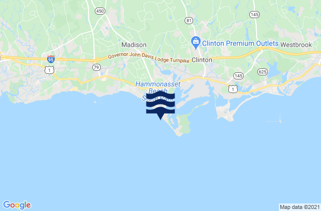 Carte des horaires des marées pour Hammonasset Beach, United States