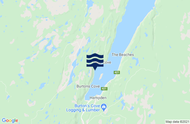 Carte des horaires des marées pour Hampden, Canada