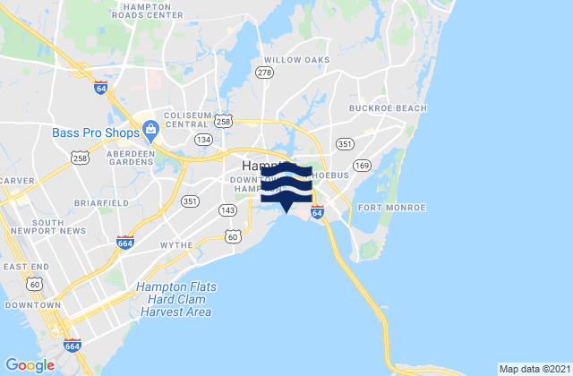 Carte des horaires des marées pour Hampton River entrance, United States