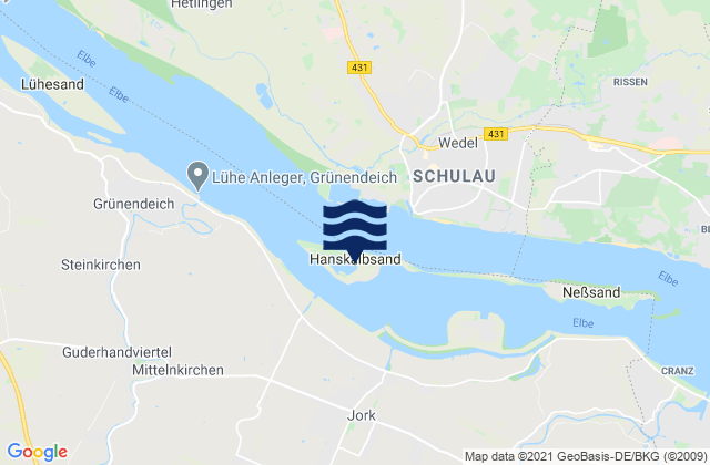 Carte des horaires des marées pour Hanskalbsand, Germany