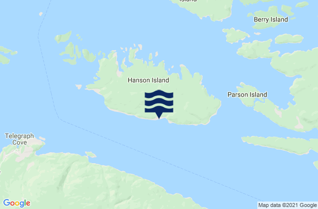 Carte des horaires des marées pour Hanson Island, Canada
