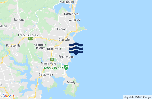 Carte des horaires des marées pour Harbord Beach, Australia