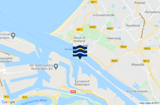 Carte des horaires des marées pour Hartelkanaal, Netherlands