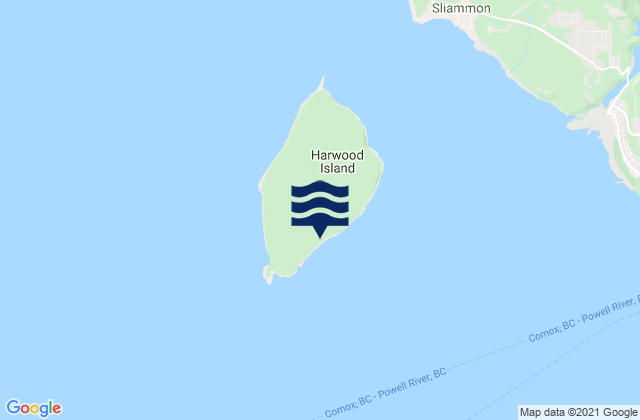 Carte des horaires des marées pour Harwood Island, Canada