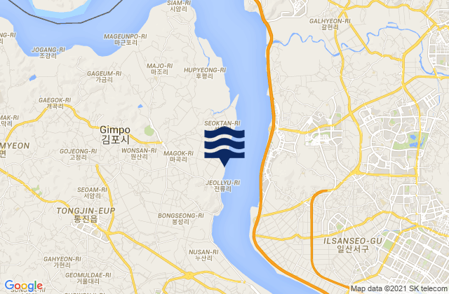 Carte des horaires des marées pour Haseong, South Korea