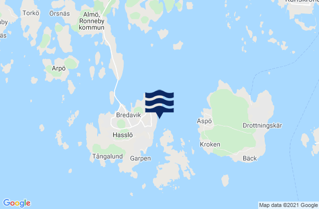 Carte des horaires des marées pour Hasslö, Sweden